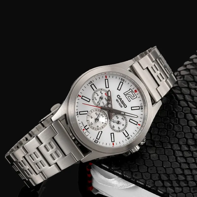 Casio Sporty Quartz White Dial Men's Watch- MTP-E350D-7BV